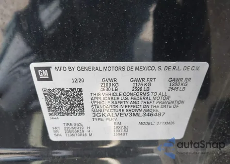 2021 GMC Terrain Awd Slt z USA, uszkodzony, nr VIN 3GKALVEV3ML346487